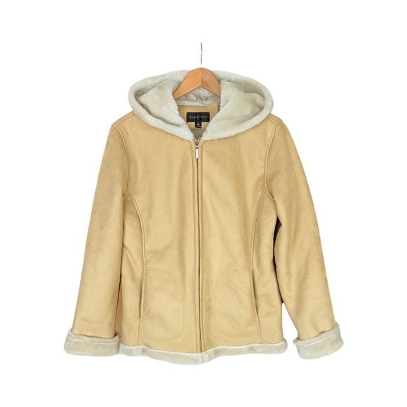 Braeton Hooded Faux fur/suede Coat Tan Zip Jacket Western Gorpcore Yellowstone - Picture 1 of 8